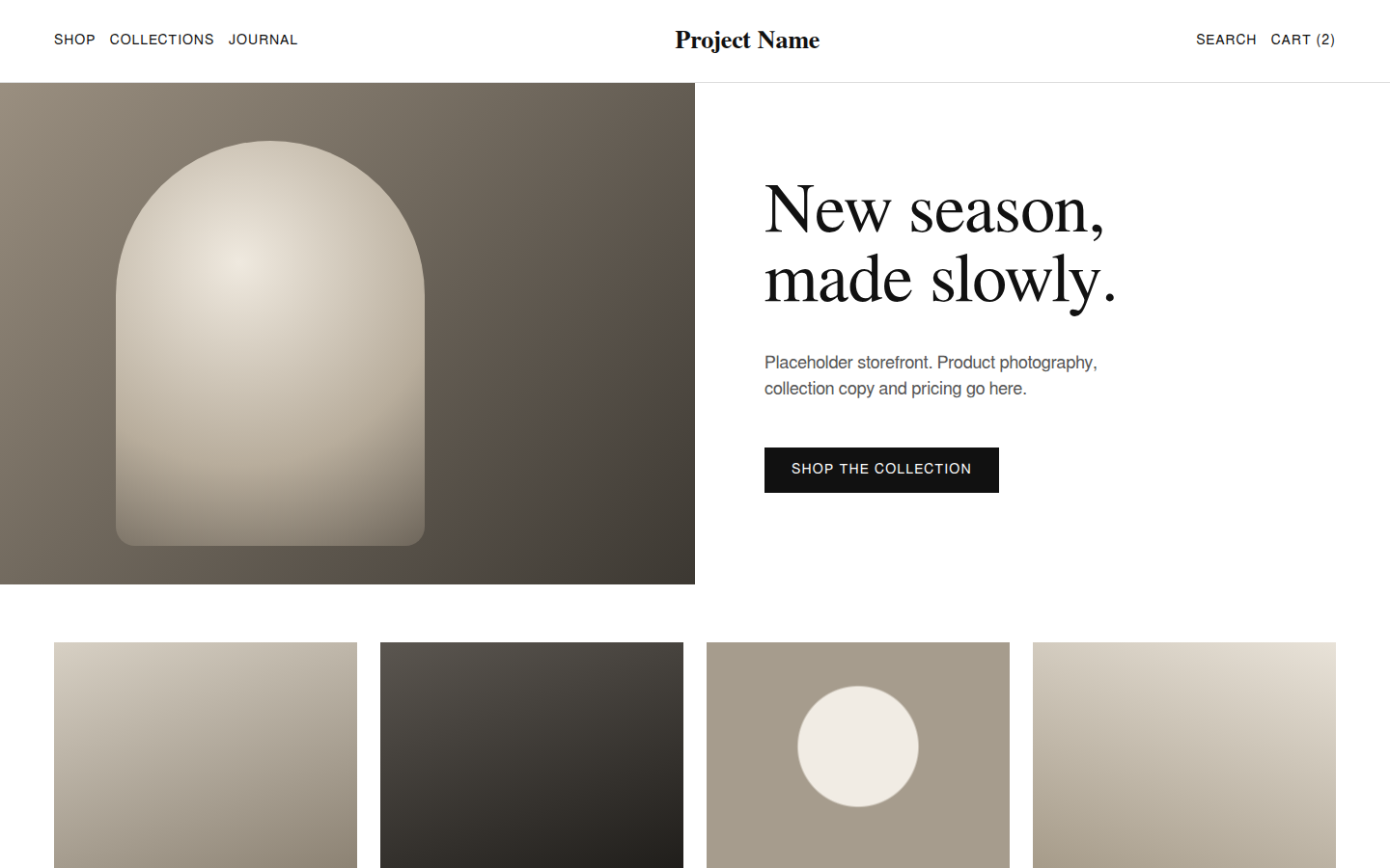 Placeholder storefront home page in full color